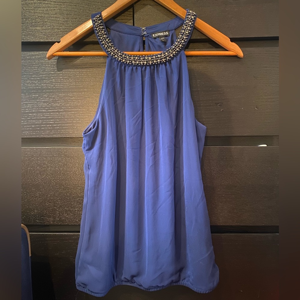 Express Sleeveless Blouse with Embellishment  Collar